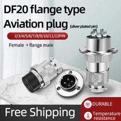 M20  DF20 GX20 Flange  Aviation Plug &Socket 2/3/4/5/6/7/8/9/10/12 Pin Male&Femal Connectors Coppe