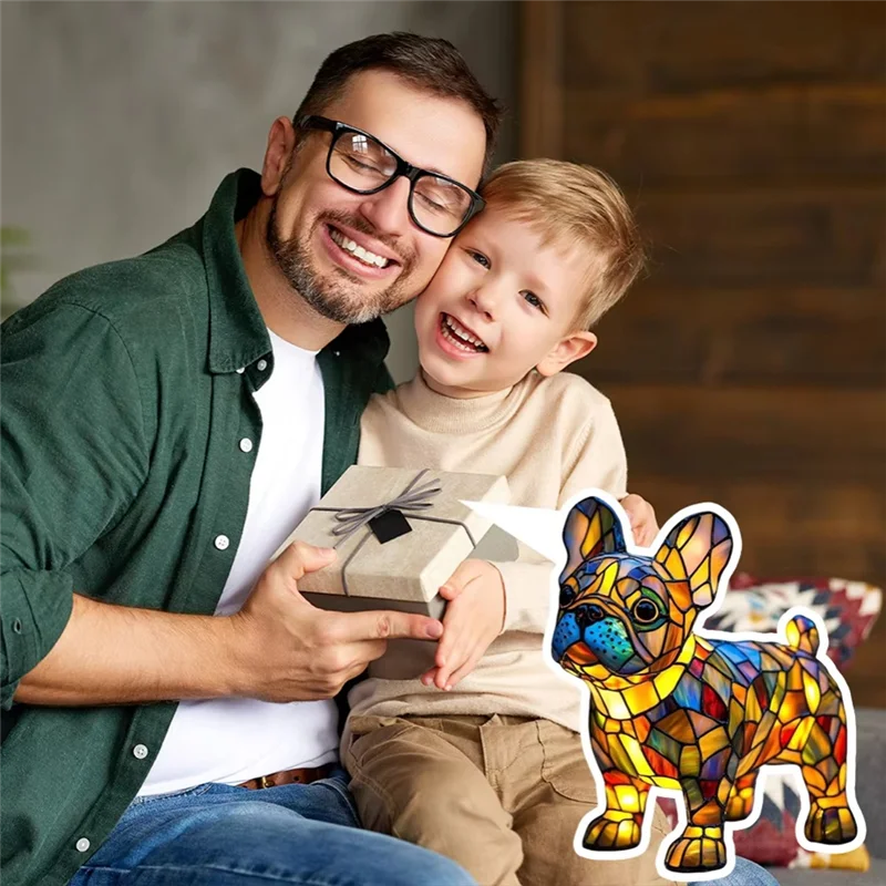 

ABKY-Dogs Lamps, Resin Stained Glass Lamps, Dog Series Art Table Night Light, Cute Pet Vintage Themed Led Table Home Decor