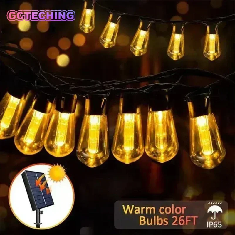 String Lights Outdoor Garland Connectable Shatterproof Waterproof Plastic LED Bulb Dimmable Patio Garden Decor Fairy Lighst
