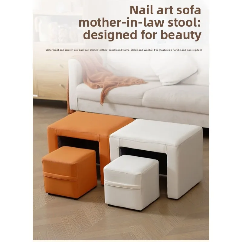 Nail Art Foot Washing Repair Toenail Making Specialized Mother and Child Stool for Health Preservation Therapy Massage Footstool