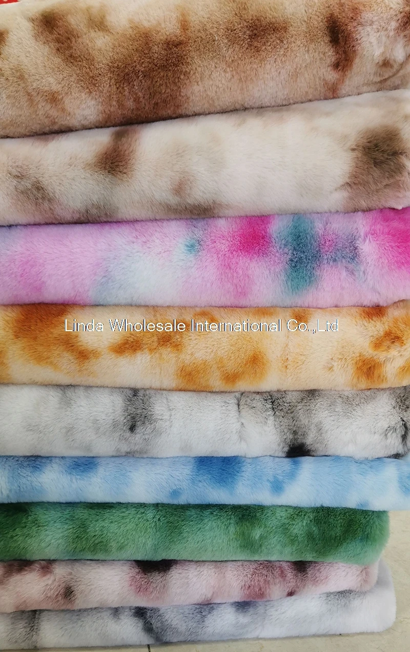 

Новый утолщенный кроличий мех, окрашенный в галстук, ткань из искусственного меха, фетр, материал для сумки для одежды, обуви