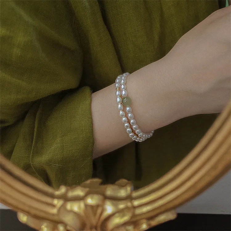 

Simple Custom Fresh Women Bracelet 2026 Fashion Elegant Hetian Jade Beaded Bracelet Natural Pearl Jewelry For Daily Wear