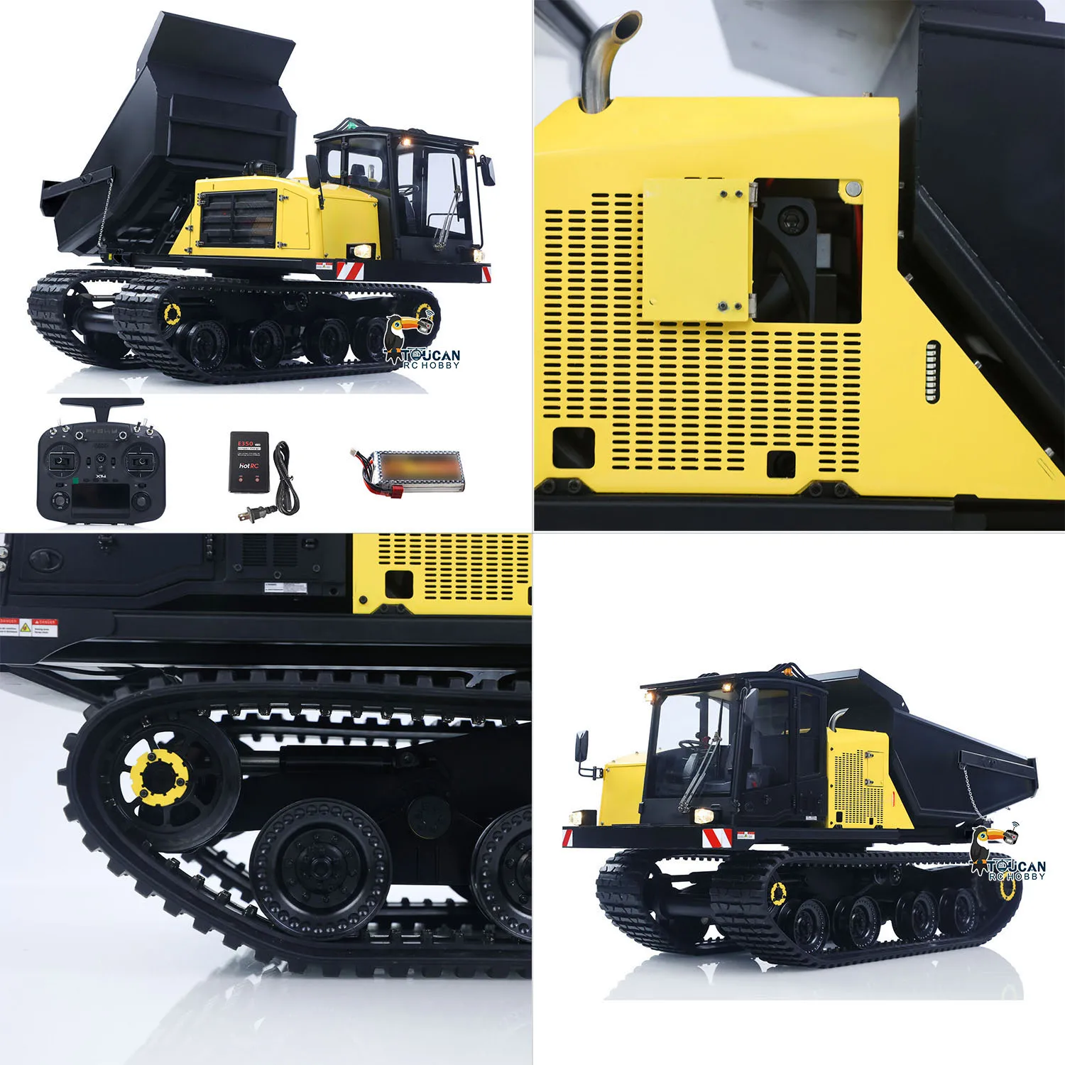 

1/14 Upgraded Super Frog T14R Panther Remote Control Hydraulic Crawler Dumper RC Metal Tracked Tipper Truck Frsky X14 Radio Cars