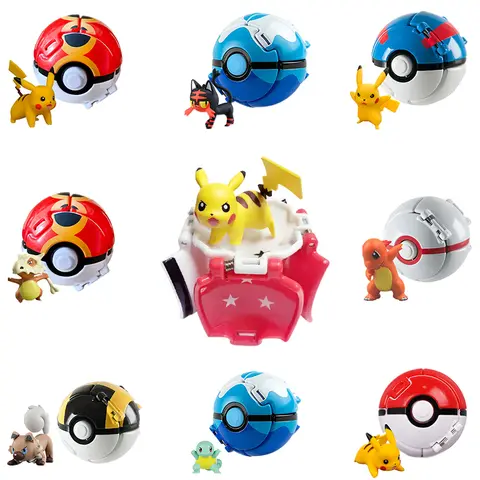 Pokemon Ball z figurką Poke Pokeball Mew Groudon Solgaleo Mewtwo Pikachu Meowth Charizard Kyogre Fennekin Froakie Chespin Toy