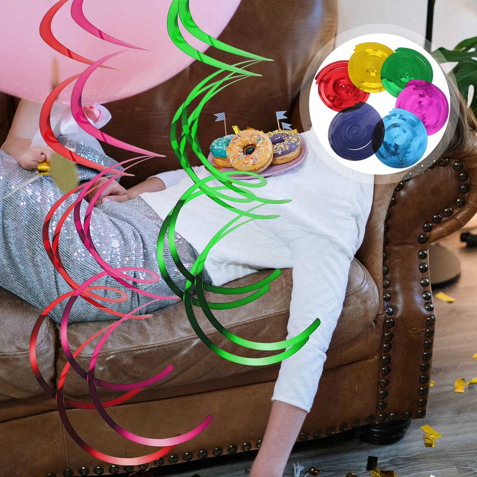 

30Pcs PVC Colorful Spiral Pendants Party Ceiling Hanging Decorations for Festivals and Carnivals Party Decor