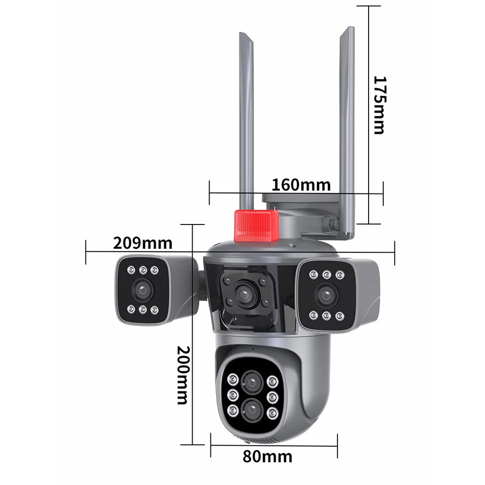 Saikiot 20MP WIFI 10X Optical Zoom Camera CCTV Surveillance Outdoor Camera PTZ 5 Lens Four Screens Security CCTV Network Camera