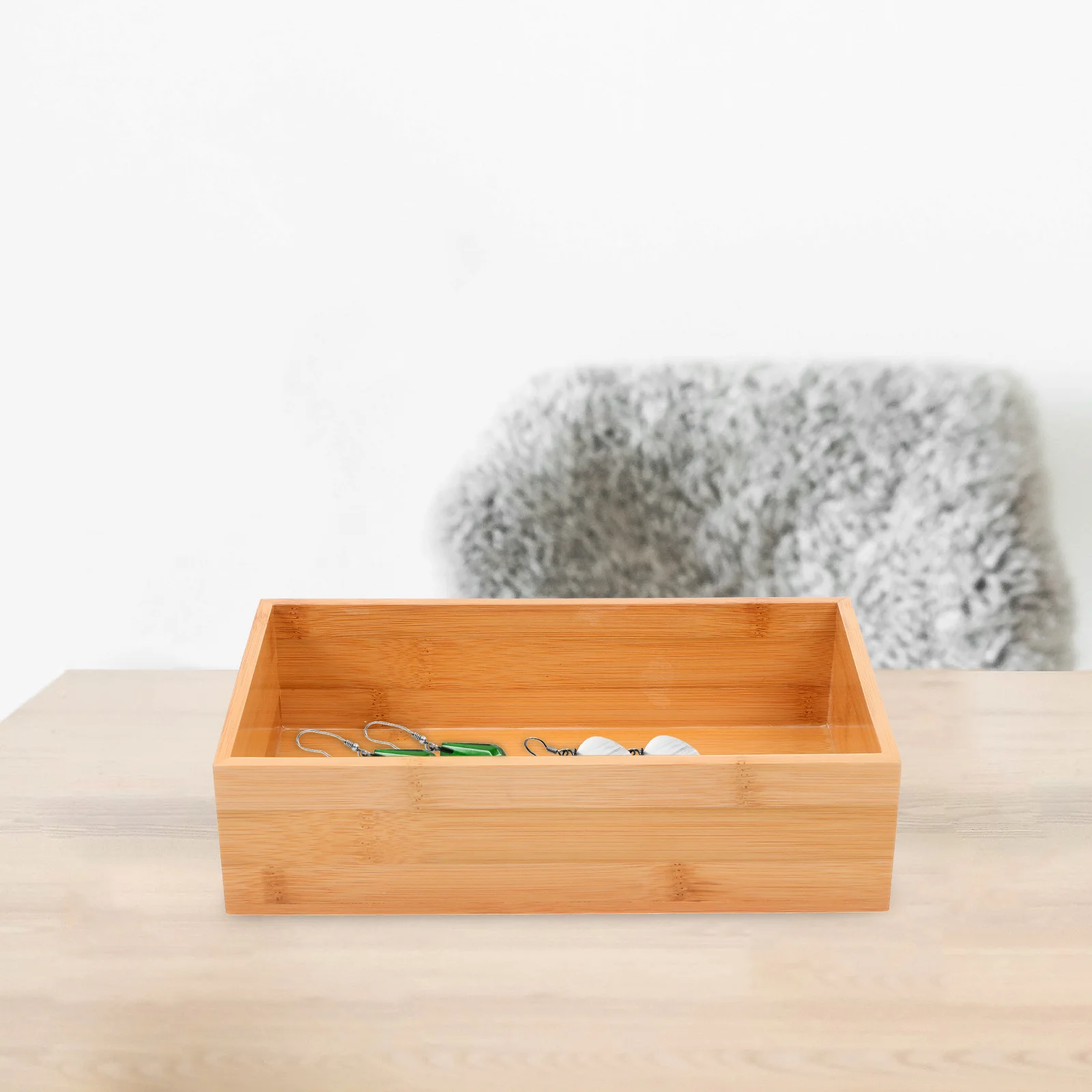 

Bamboo Wood Storage Box No Lid Desktop Organizer For Home Office Craft Sundries Container Room Decoration