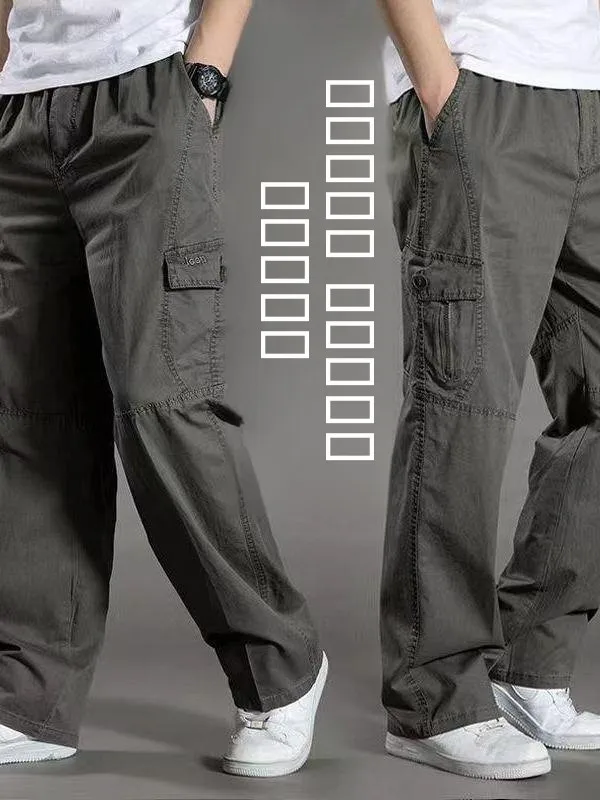 

Men's Casual Straight Leg Cotton Work Pants Thi Winter Sports Outdoor High Waist Trousers Youth Large Size Comfortable Fit