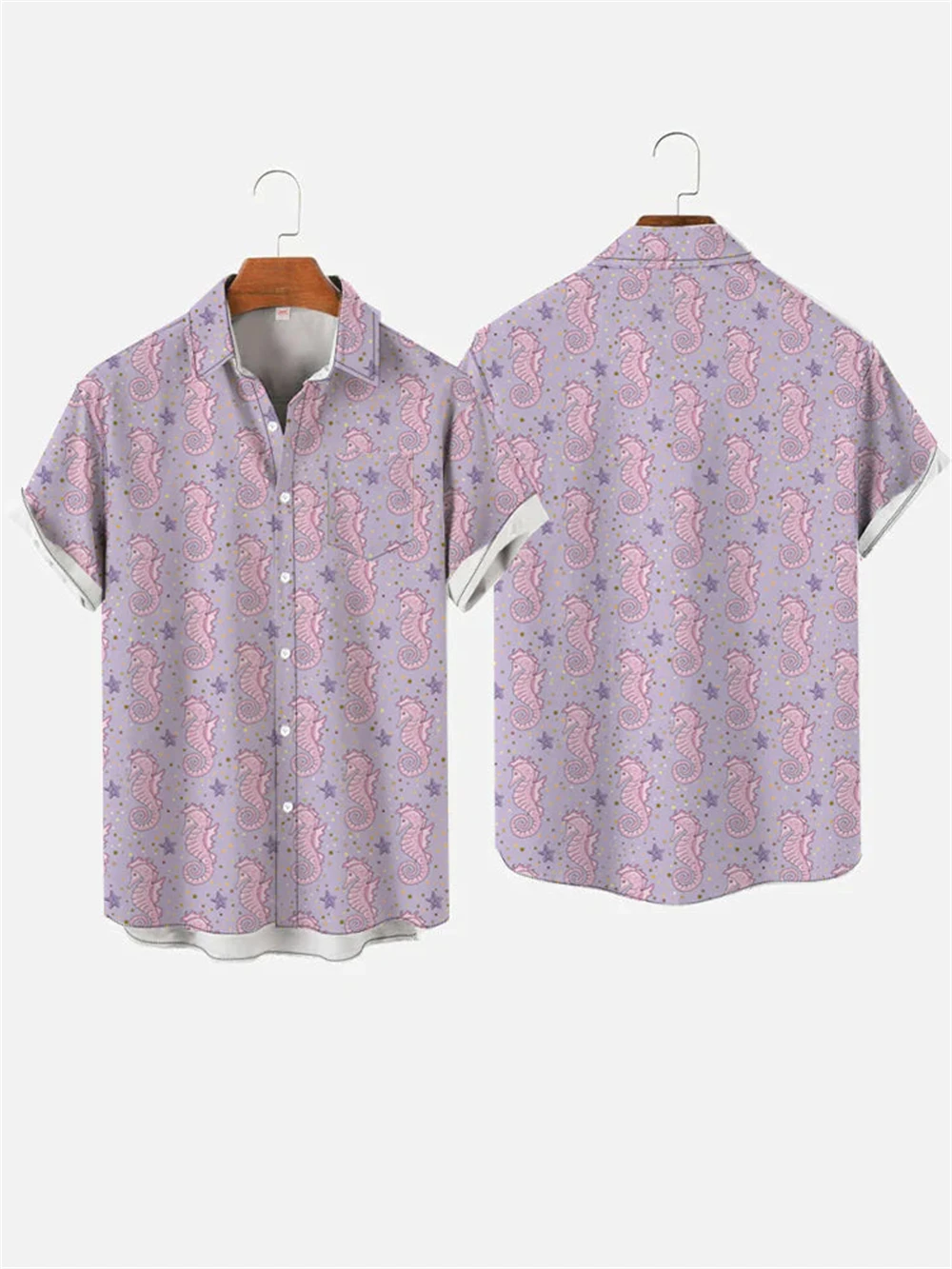 Summer Men's Octopus Print Shirts Short Sleeved Hawaiian Beach Shirts Ocean Animal Cartoon Pattern Shirts Men's Casual Shirt