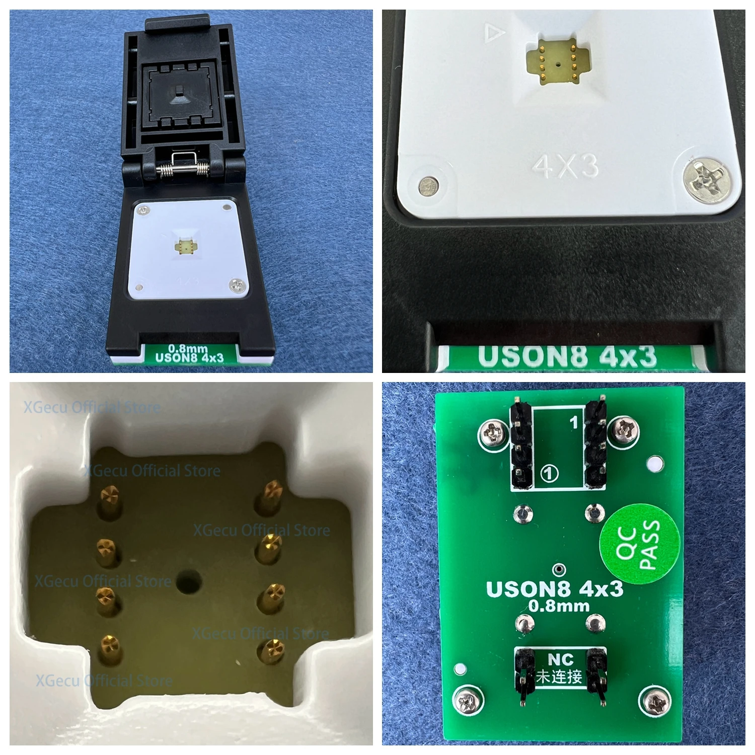 XGecu QFN8 WSON8 USON8 DFN8 2X3 4X3 or 4X4 IC Socket universal adapter for SPI NAND NOR Flash with High-end Spring Probe