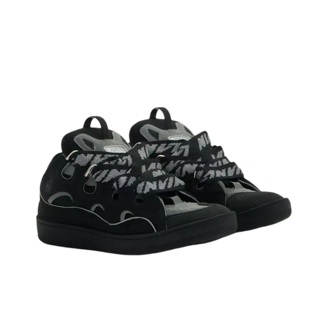 Nouvelles baskets de créateur LANVIN SPORT, chaussures plates pour femmes, baskets à lacets, bout ro