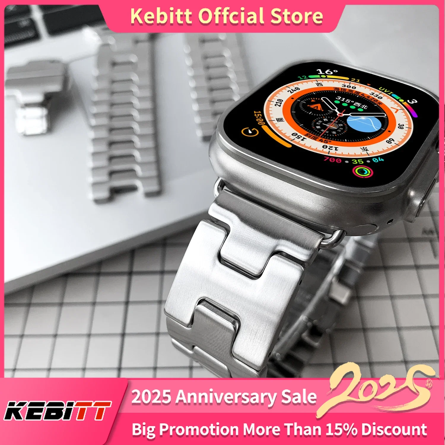 Kebitt Satine H Strap For Apple Watch Series 10 Ultra2 9 8 7 6  Stainless Steel Band Iwatch 46MM 42MM 41mm 45mm 49MM