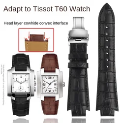 cowhide watch strap 24x14mm For Tissot T60.1.513 Strap Belt L875/975K men's Convex End Watch Strap foldable buckle black brown