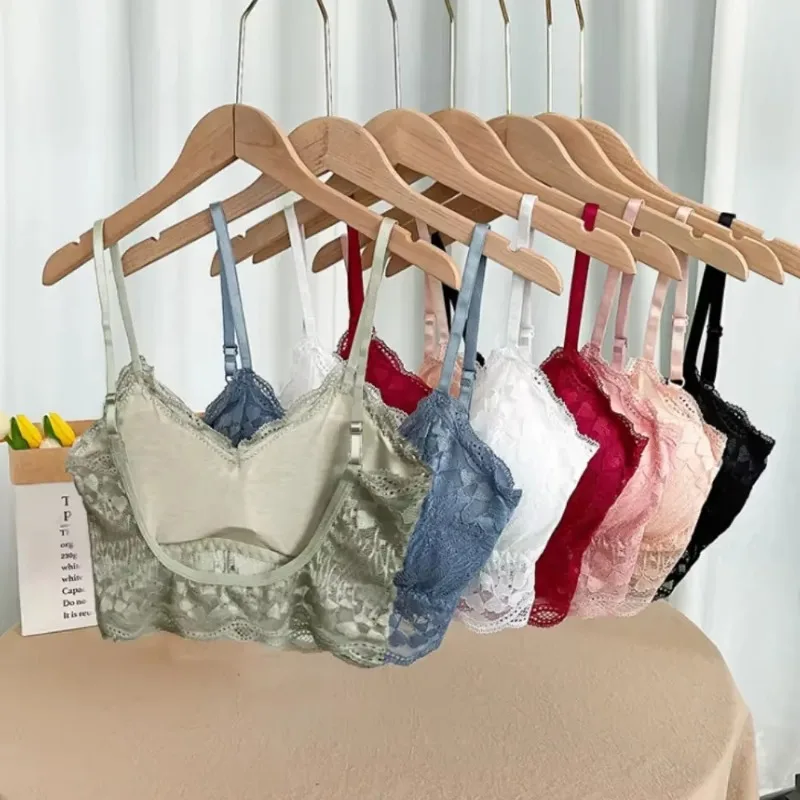 Open Back Bra Lace Bralette U Type Wirefree Boneless Brassiere Floral Women Top Backless Underwear Sexy Bras