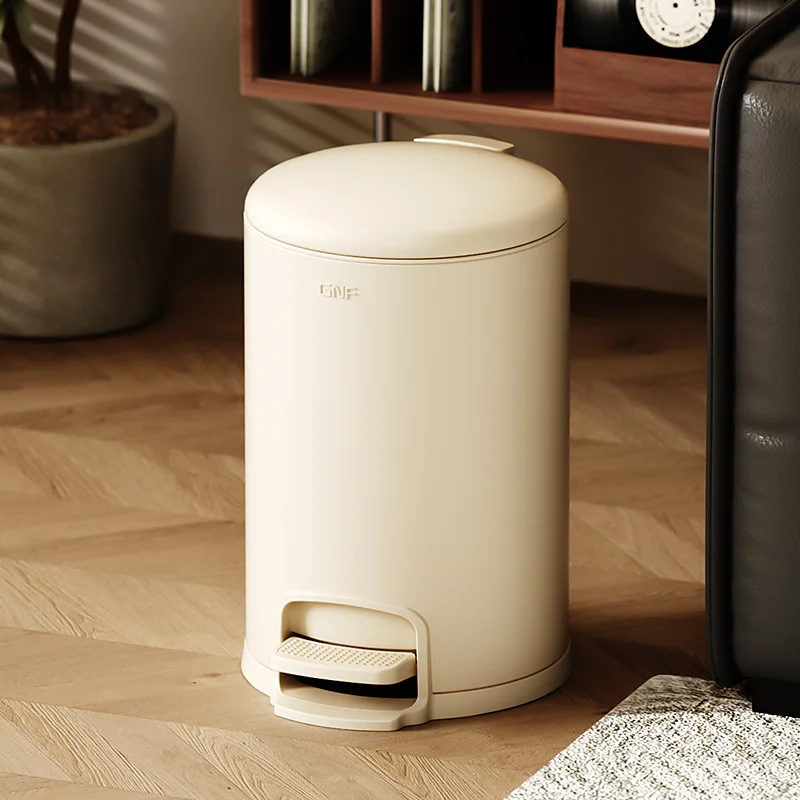Stainless Steel Waste Bins Living Room Modern Trash Can Kitchen Food Disposal Litter Bins Bathroom Foot-operated Garbage Bucket