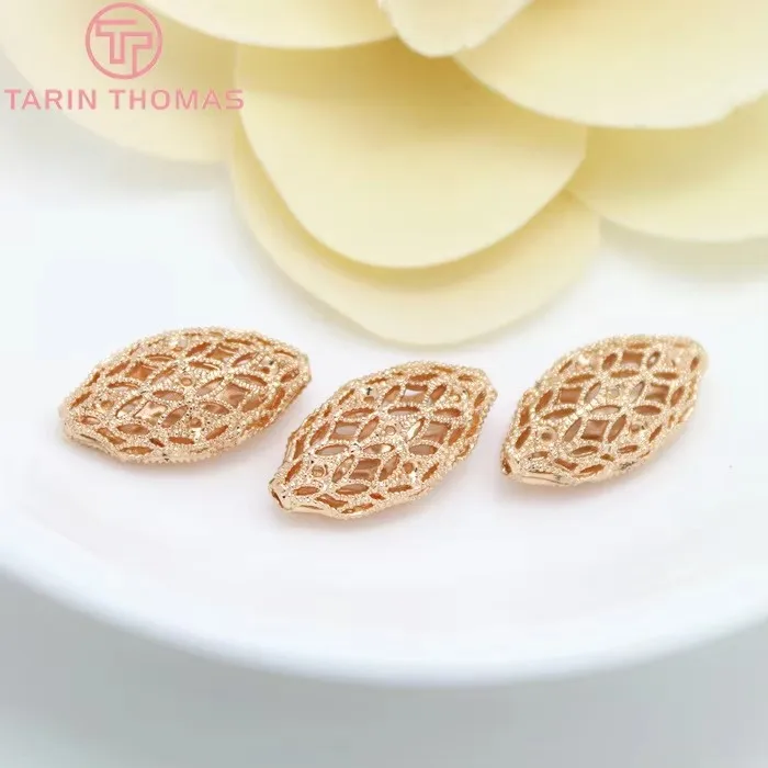 (3056)4PCS 17x10MM 24K Gold Color Plated Brass Oval Spacer Beads Bracelet Beads High Quality Diy Jewelry Accessories