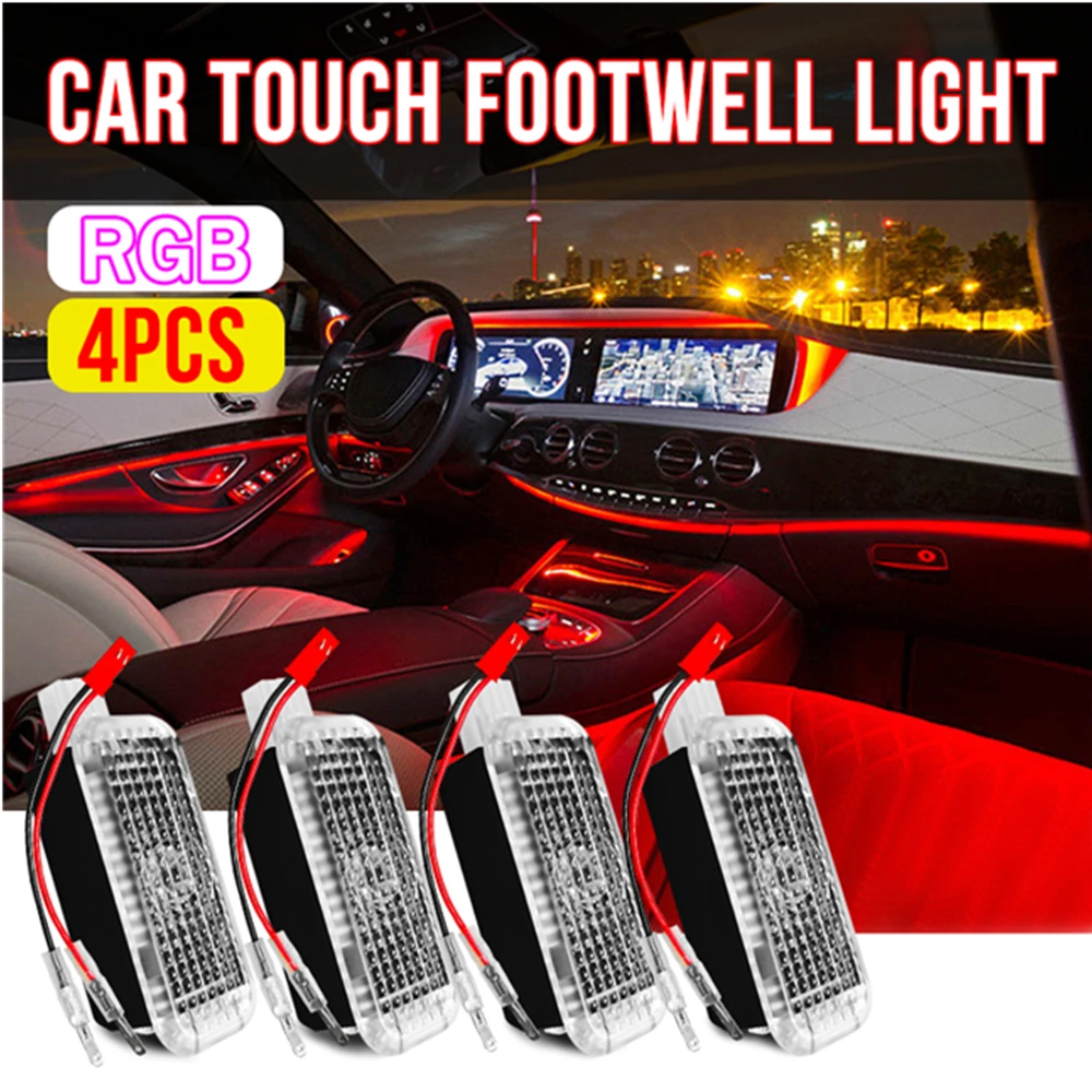 RGB Car Led Interior Footwell Lights For Volkswagen Tourareg Tiguan Sharan Scirocco Polo Passat  Golf For Audi Decorative Lamps