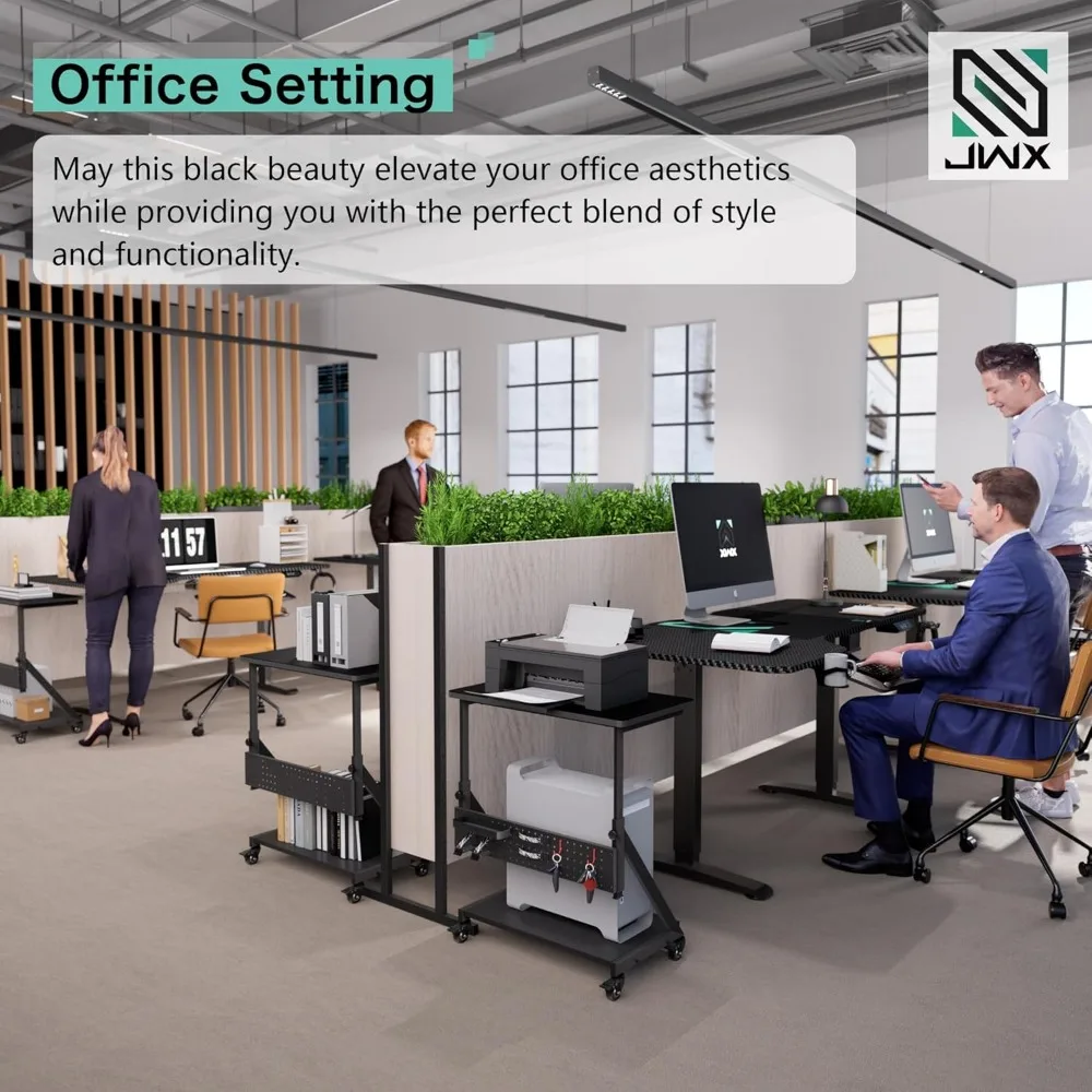 Mesa elétrica em forma de L, 63 polegadas, Stand Up Corner Desk, Home Office Sit Stand Desk com carbono Firben Top