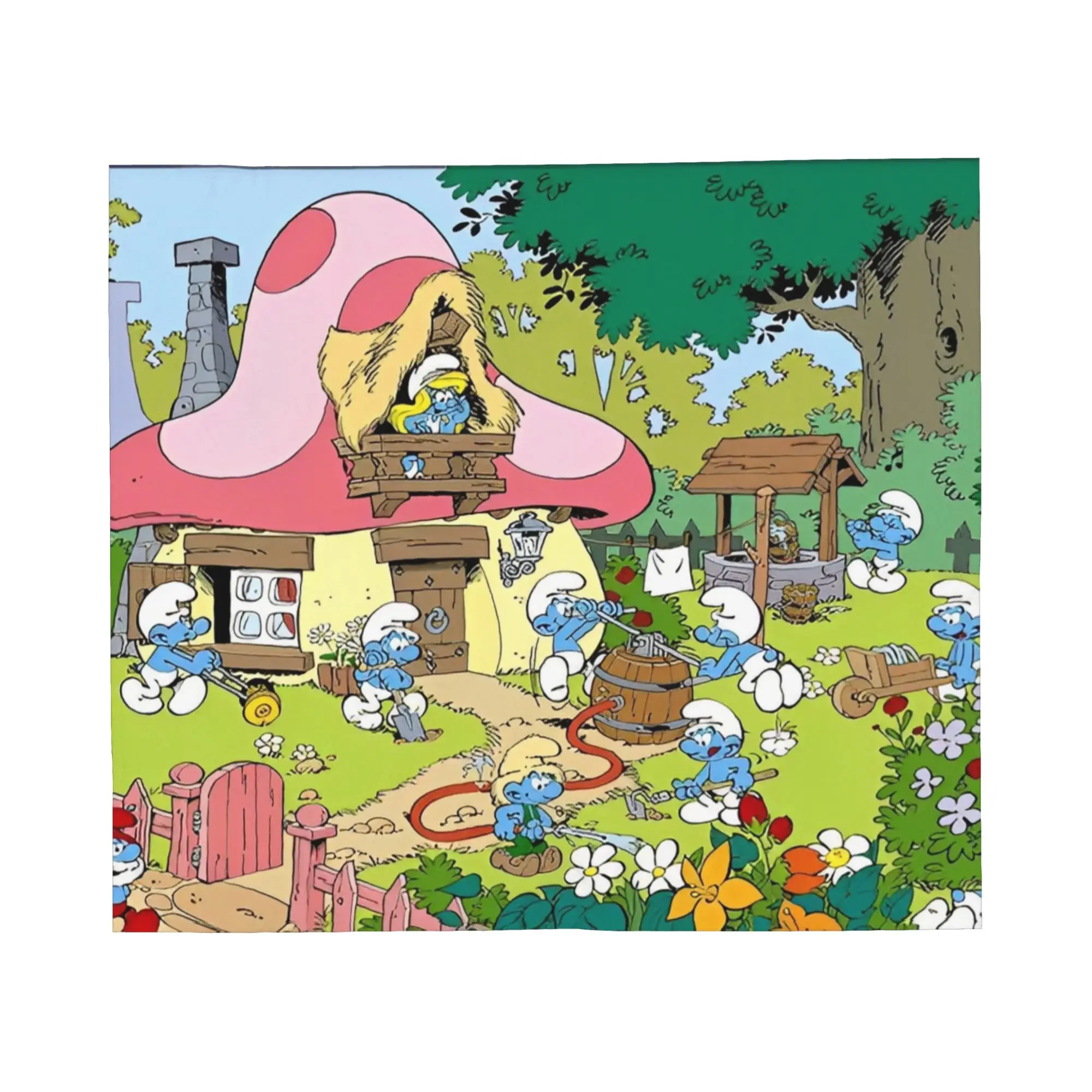 

Одеяло с рисунком S-Smurfes, фланелевое уютное мягкое одеяло для спальни, постельные принадлежности, пледы