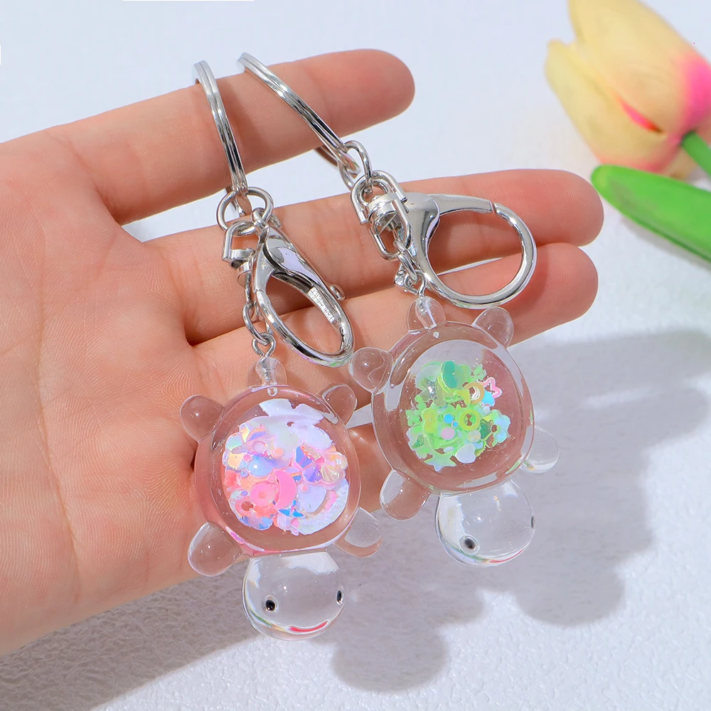 

Cartoon Transparent Turtle Charms Keychain Cute Animal Acrylic Keyrings Bag Pendant Car Trinket Friend Gift Souvenir Accessories