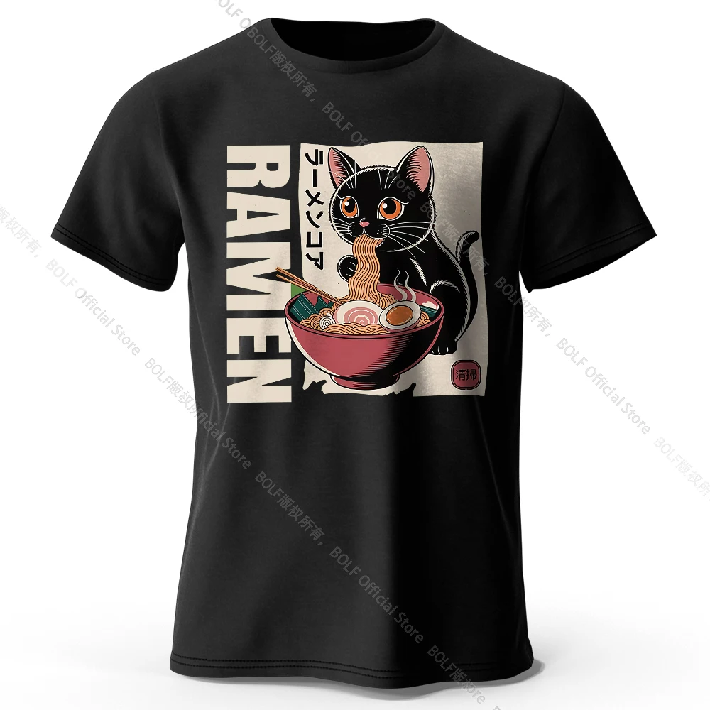 

Men's Ramen Printed T-Shirt 100% Cotton Oversized Japanese Graphic Tees for Women Summer Tops Noodle Streetwear
