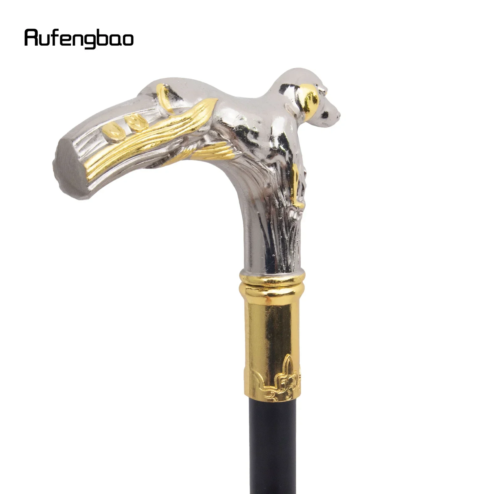 الذهبي الأبيض الكلب الفاخرة نمط عصا للمشي حفلة موضة أنيقة عصا للمشي الزخرفية Cospaly قصب مقبض Crosier 88 سنتيمتر #4