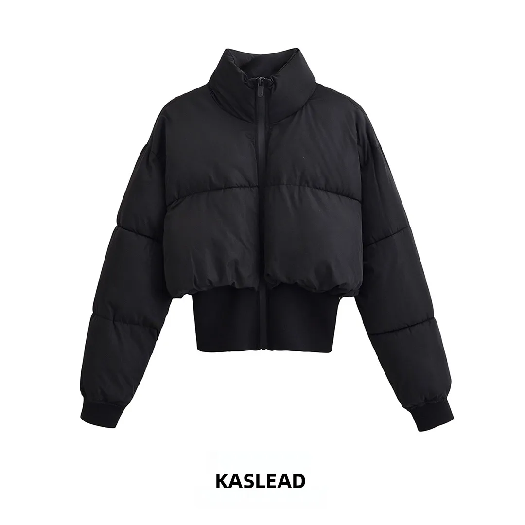 

KASLEAD Новая модная женская верхняя одежда из хлопка с воротником-стойкой Bla 8073229, длинная молния из полиэфирного волокна