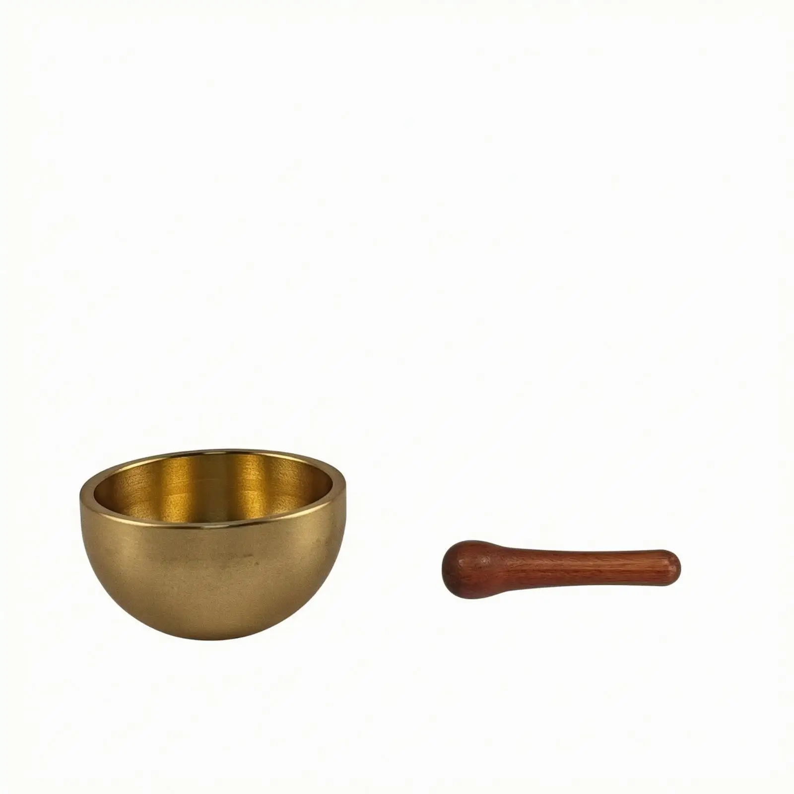 Handcrafted Mini Meditation Bowl Brass Wood for Peaceful Sleep Yoga Therapy Desktop Ornament