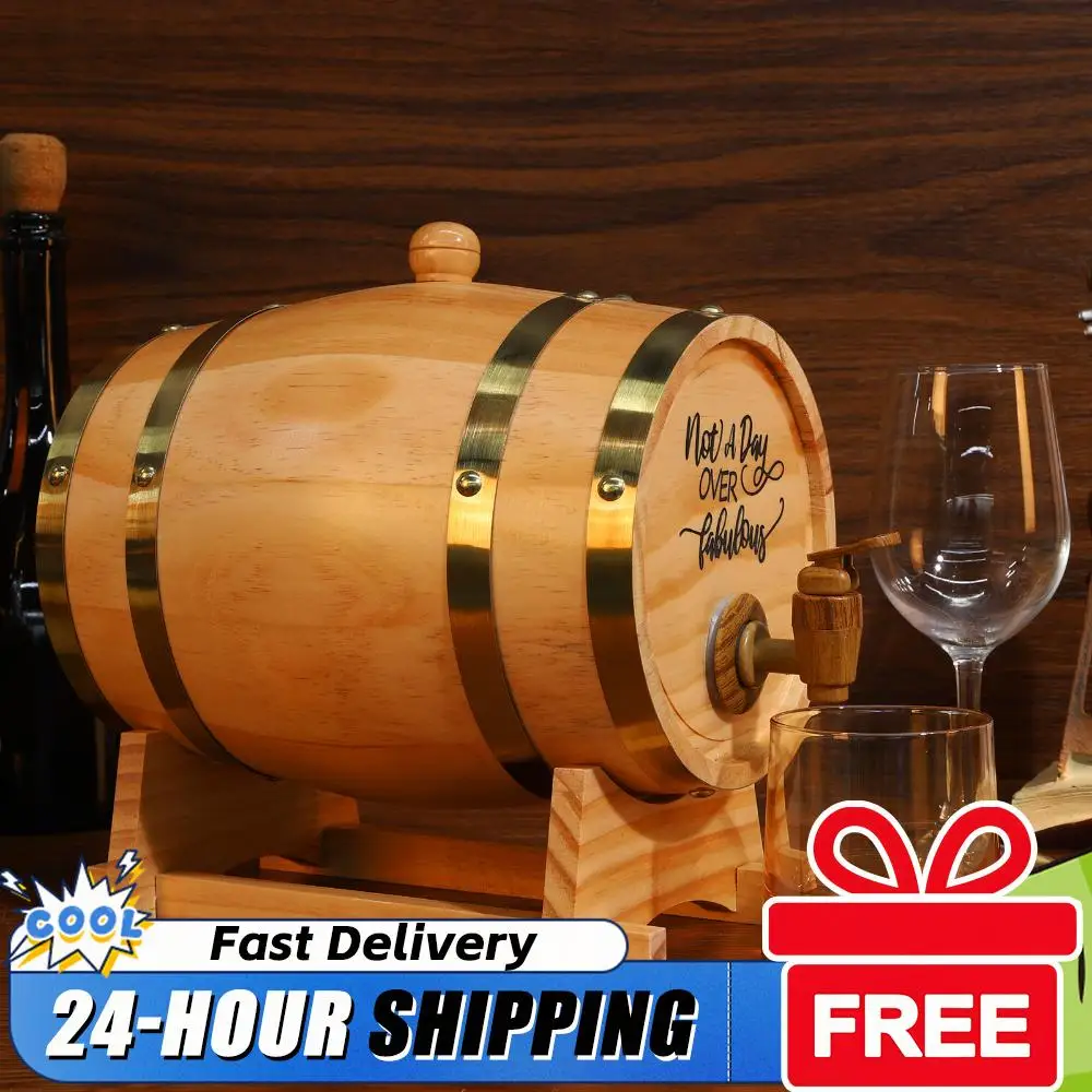 3L Engraved Whiskey Barrel with Stand Bung and Spigot Whiskey Barrel Dispenser Bourbon Barrel for Whiskey Bourbon Cocktails Rum