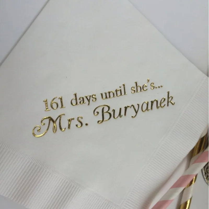 

50pcs Personalized Napkins Personalized Napkins Bridal Shower Foil Imprinting Personalized Beverage Luncheon Dinner Guest Towel