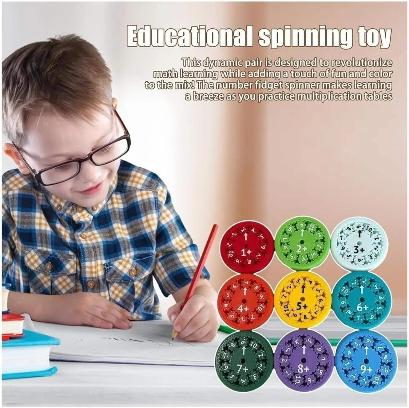 Montessori Math Fidget Spinner para Crianças, Brinquedos Educativos Spinning, Ferramentas Aritméticas, Adição, Subtração, Multiplicação, Divisão