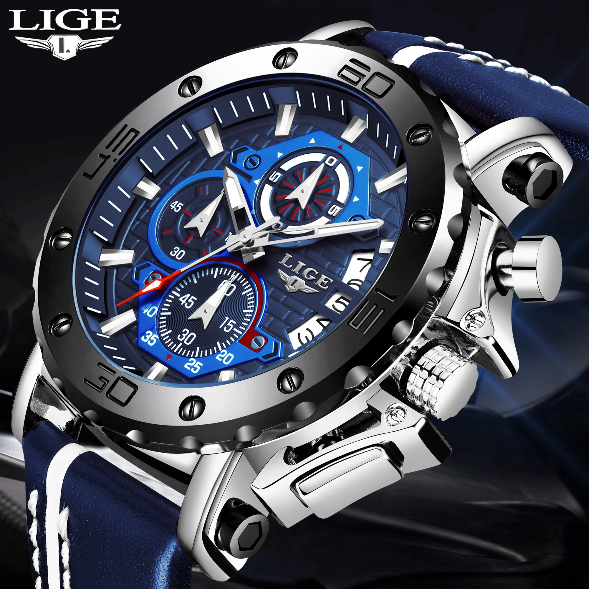 

LIGE 2023 New Waterproof Watch Men Top Brand Luxury Men Watch Casual Automatic Date Quartz Chronograph Wristwatches Reloj Hombre