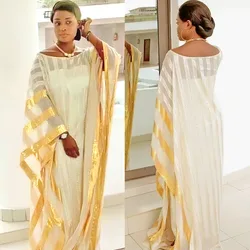 African Embroidery White Ladies Dress Robe Large Size Loose Spring Autumn Pullover White Wedding Africa Dresses Kanga Clothing