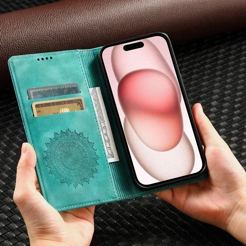 POCO C55 Totem Flip Case For Xiaomi Poco C55 Magnetic Coque Xiaomi Poco M4 M3 Pro M2 M5s Cover Leather Card Slots Protect Cases