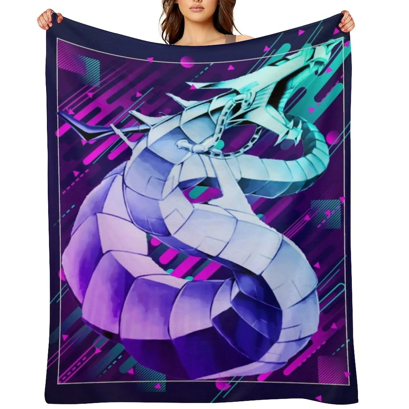

Cyber Dragon *Modern Graphic Design* Throw Blanket Large Bed linens Flannel Fabric Personalized Gift Blankets