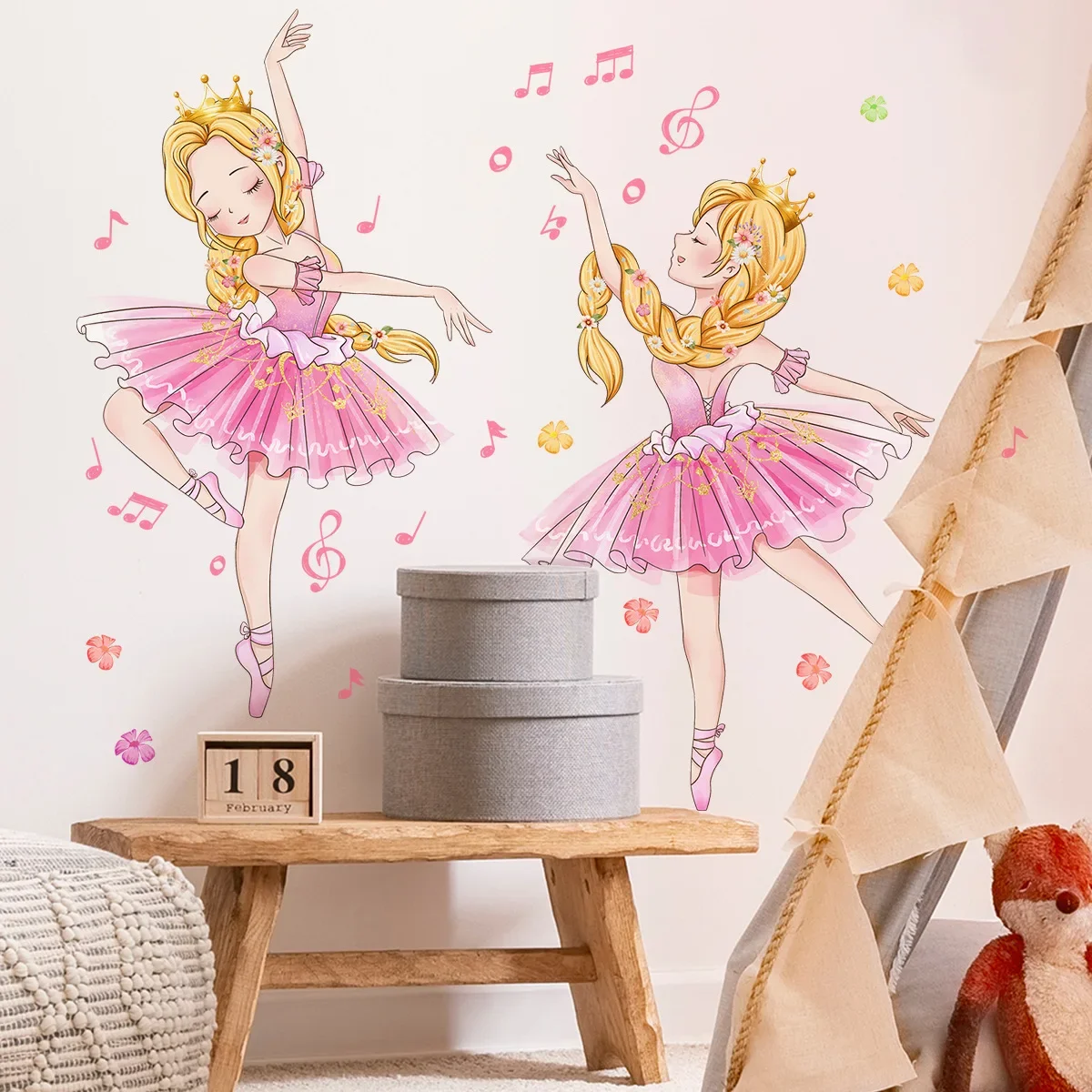 Dancing Ballet Girl Wall Stickers for Children Cartoon Girl Dancer Wall Decals for Kids Rooms Girl Bedroom Vinyl Wall Decorative