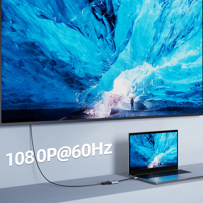 CABLETIME HDMI to VGA Adapter HD 1080p 60Hz Cable Converter Aluminium Alloy HDMI-compatible Male To VGA Female Adapter laptop TV