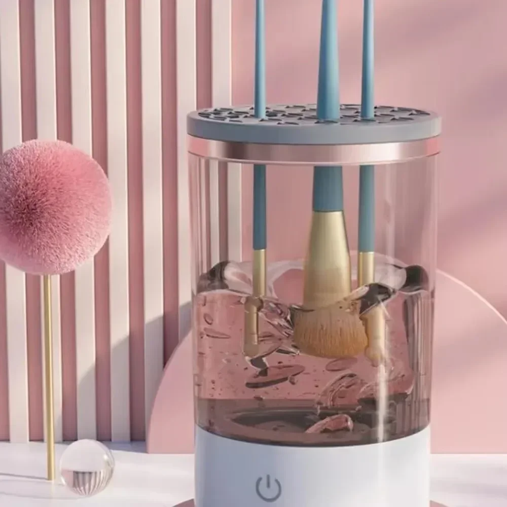 แปรงแต่งหน้าไฟฟ้าแบบพกพาพร้อมตัวหมุนอัตโนมัติ, USBPowered Quick DryCosmeticBrushCleaningToolSuitablefor5ฉาก