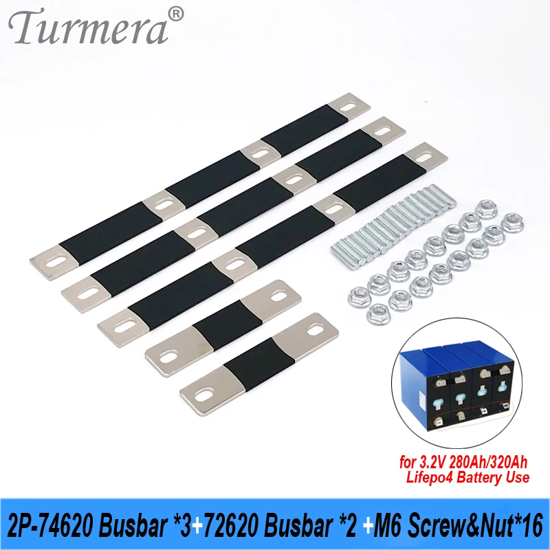 Turmera 12V Busbar Lifepo4 Battery Copper Connecter Hole to Hole 74mm for 4S2P 12.8V 14.4V 280Ah 310Ah 320Ah Lifepo4 Battery Use