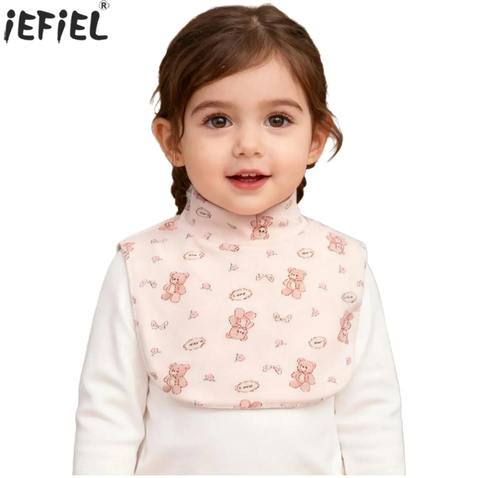 

Toddler Baby Boys Girls Print Bibs Spring Autumn Warm Windproof Mock Neck Scarf Neck Cover Kids Burp Cloths Costume Accessory