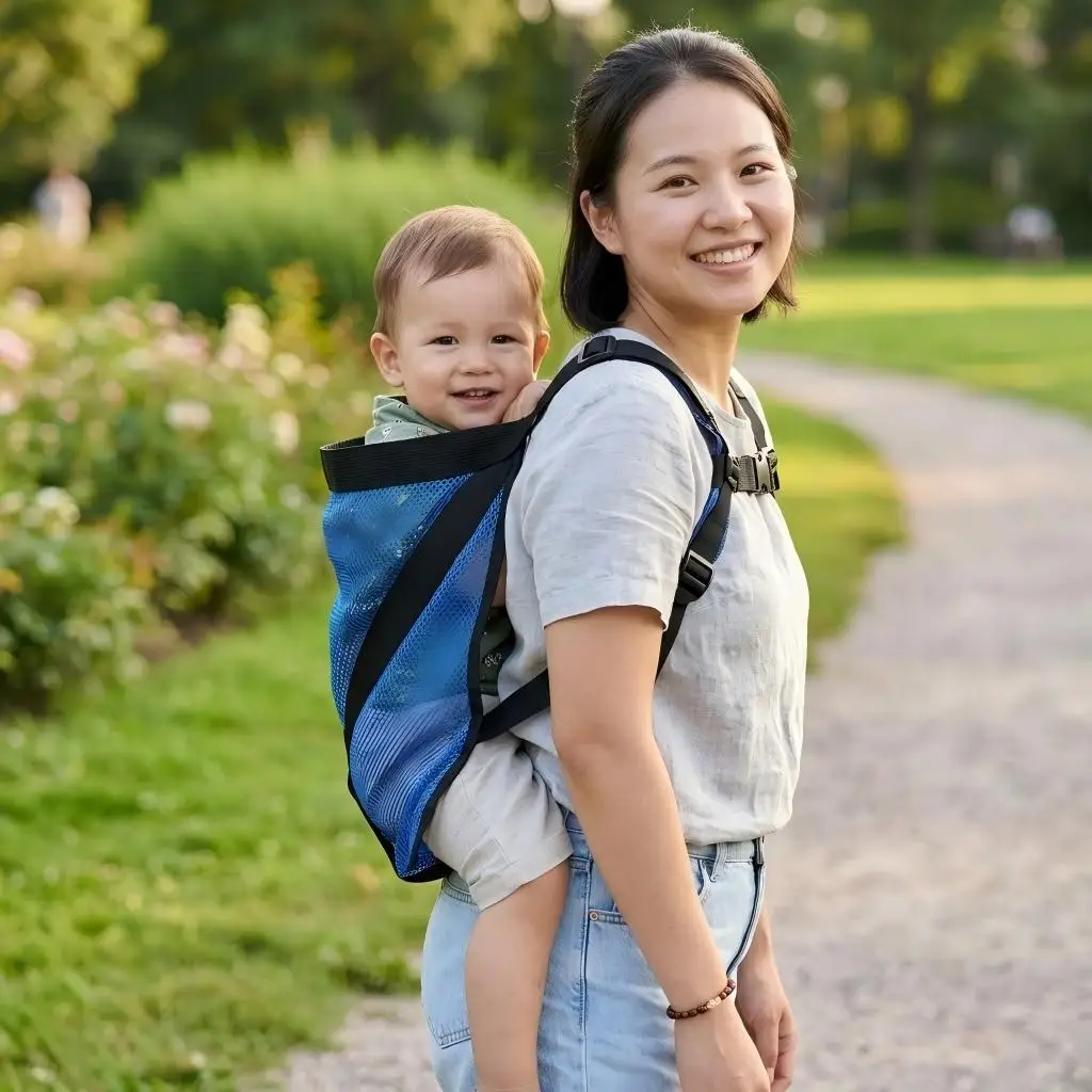 Ergonomic Breathable Mesh Baby Back Carrier X Cross Adjustable Shoulder Strap Lightweight Foldable Infant Toddler Backpack Sling