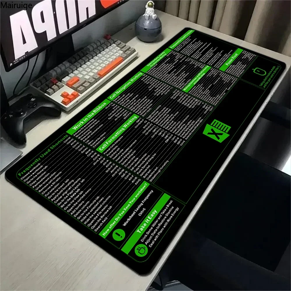 

Коврик для мыши Excel Shortcuts 90x40, большой расширенный коврик для офисного компьютерного стола, большой коврик для мыши с клавиатурой и нескользящей основой с прошитым краем