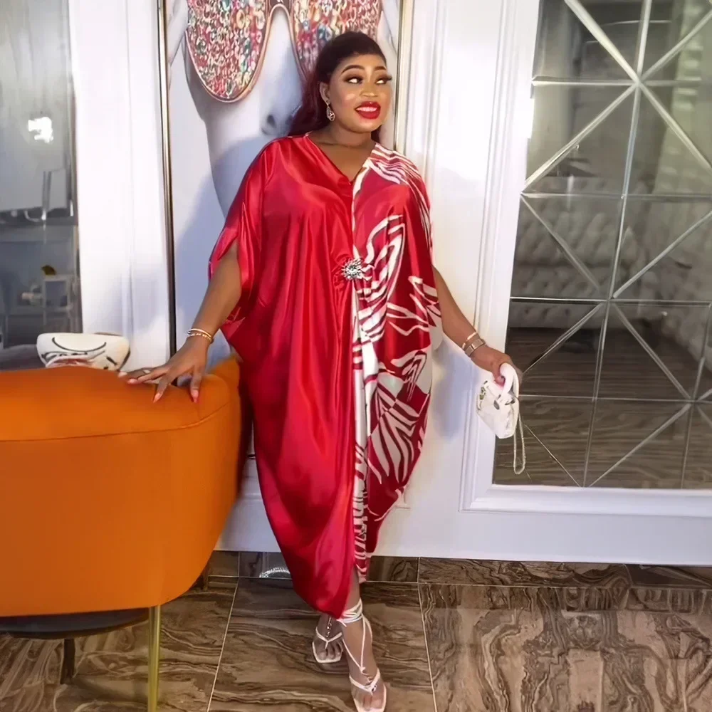 فساتين أفريقية مقاس كبير لعام 2024 للنساء لربيع وصيف فستان ماكسي مطبوع من البوليستر فساتين سهرة للحفلات Dashiki ملابس أفريقية