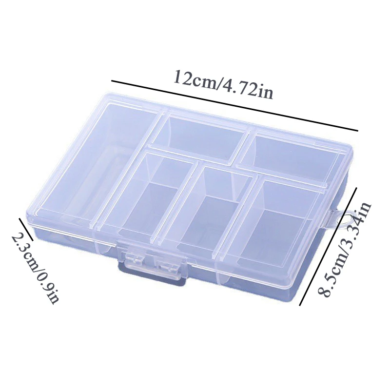 6-grids Plastic Desktop Organizer Transparent Jewelry Earrings Screw Nails Part Storage Box With Cover Practical Clear Container