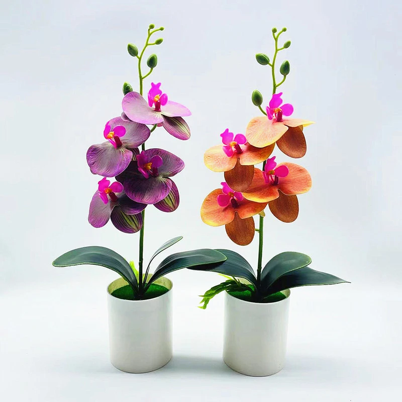 YOMDID Potted Fake Orchid Flower Artificial Plant Excellent UV-resistant Faux Bonsai Outdoor Indoor for Balcony Christmas Decor