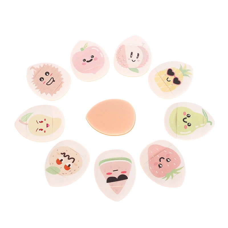 10PCS Mini Fruit Pattern Finger Sponge Puff Small Air Cushion Powder Face Foundation Concealer BB Cream Cosmetics Applicator