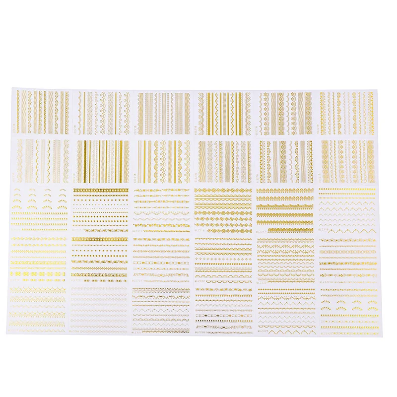 30Pcs Embossed Nail Art Stickers Decal Gold Silver French Line Self-adhesive Slider Luxury Stickers Press On Nails Decorations