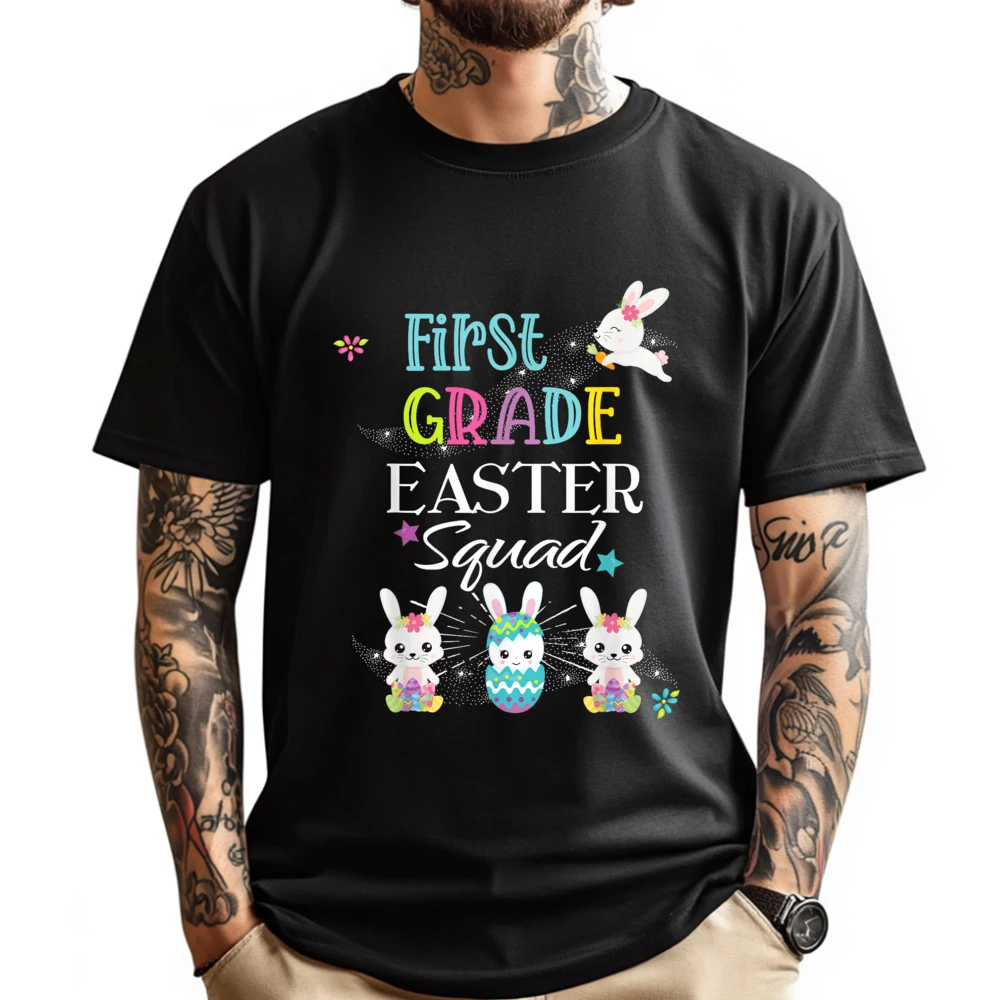 

Easter Teacher First Grade 1st Student Bunnies School Squad 3XL Men Clothing Oversize Man Mens Tshirts