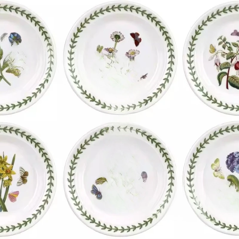 

Plate 6-piece set of single items, a variety of fine porcelain flower patterns