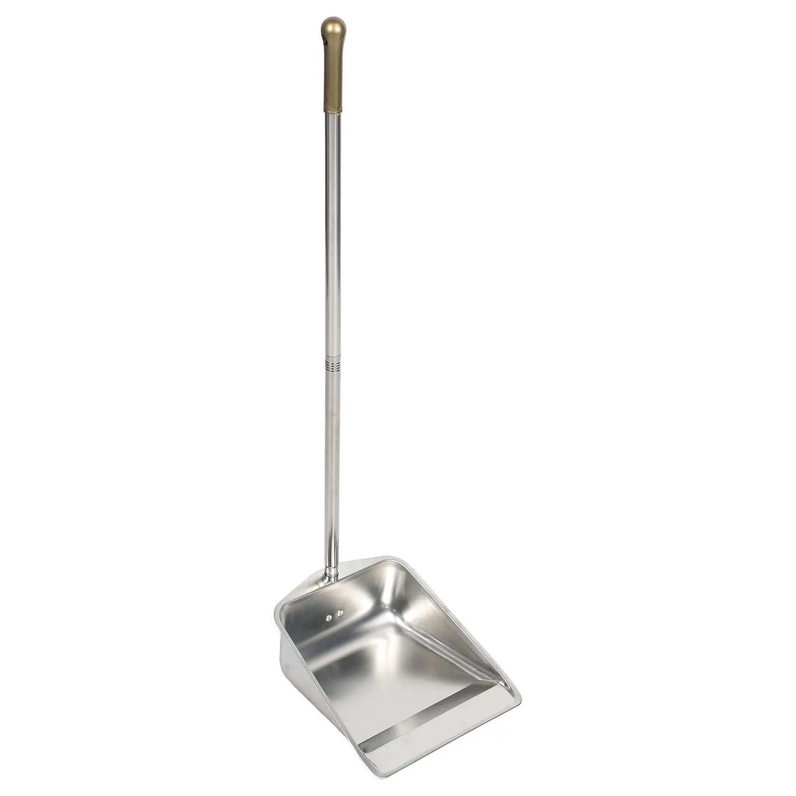 Heavy Duty Iron Long Handled Dustpan Upright Metal Dust Pan Wide Opening for Home Garage Kitchen Pet Hair Debris